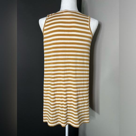 Living Doll Woman’s Cream and Mustard Striped Sleeveless Dress- Size Small - Picture 3 of 7